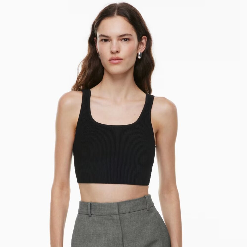 Babaton sculpt knit squareneck cropped tank Cropped ribbed tank top